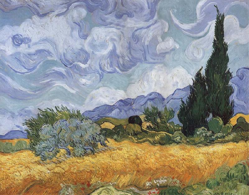 Vincent Van Gogh A Wheatfield,with Cypresses oil painting image